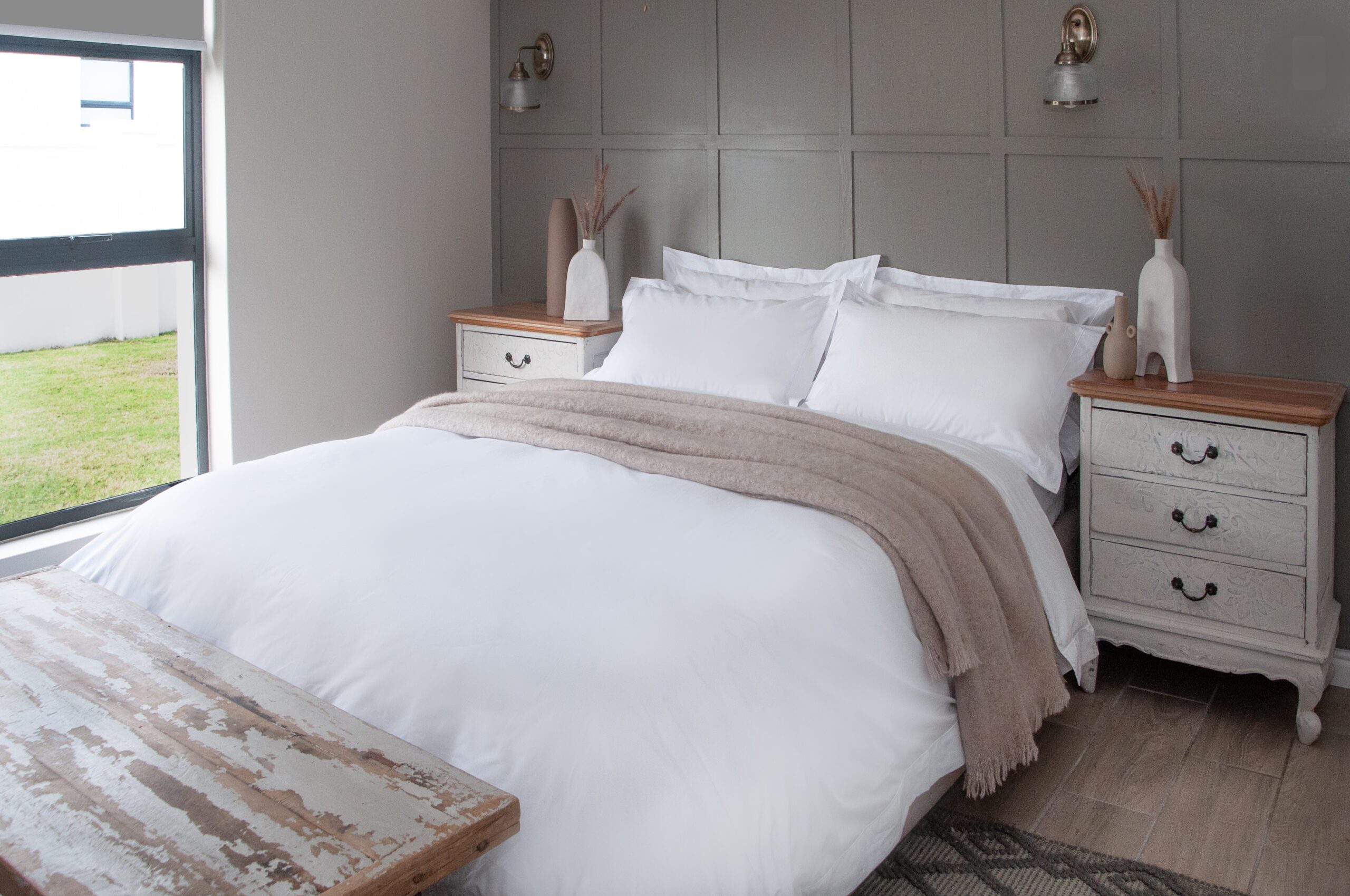 Finding Serenity in Cloud Dancer: A South African Sanctuary 1 Luxury white bedding set in Cloud Dancer palette, 600 thread count cotton sateen by Linen Drawer South Africa