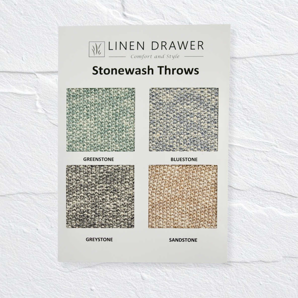 Stonewash Throws Sample Card